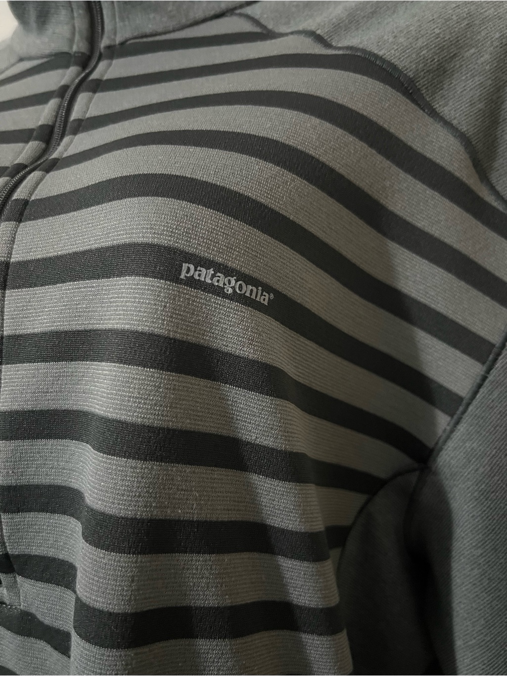 Patagonia Men’s Striped Zip-Up Mid- Weight Shirt - Gray & Black